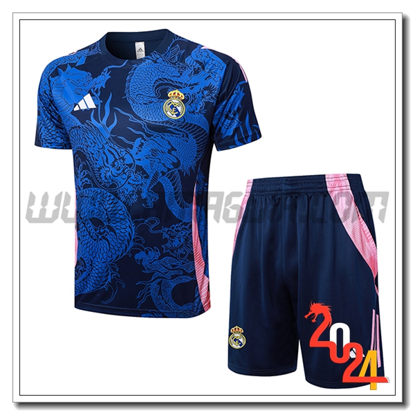 Kit Maglia Allenamento Real Madrid Blu/Rosa 2024 2025