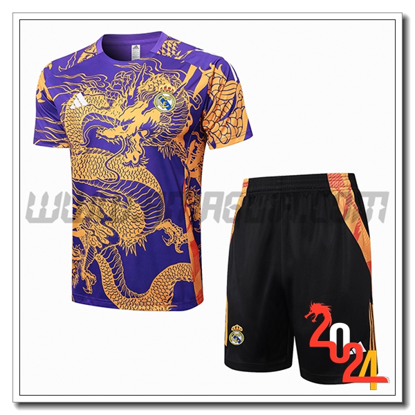 Kit Maglia Allenamento Real Madrid viola/Giallo 2024 2025
