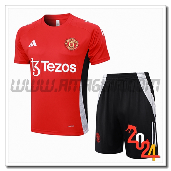 Kit Maglia Allenamento Manchester United Rosso/Bianco/Bianco 2024 2025
