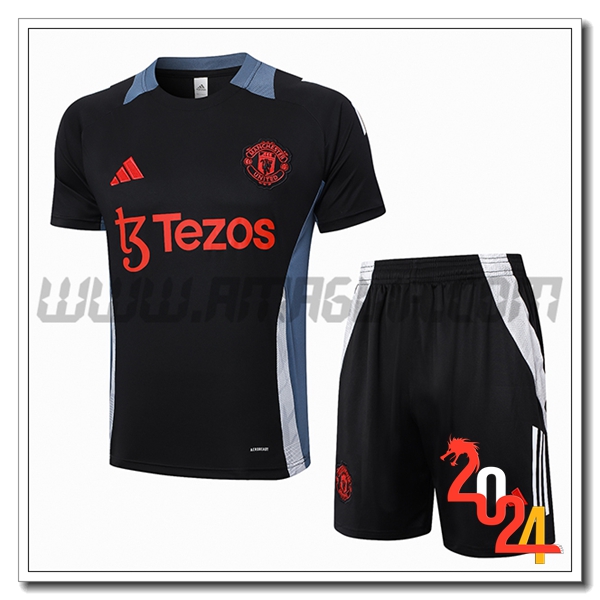 Kit Maglia Allenamento Manchester United Nero/Grigio/Bianco 2024 2025