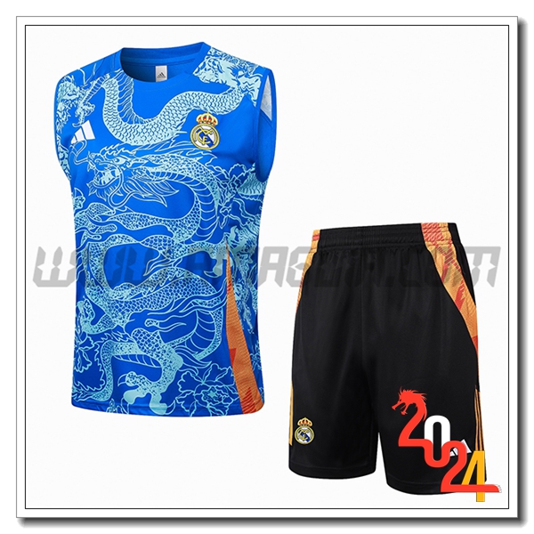 Kit Canotta Allenamento Real Madrid Blu/Arancia 2024 2025