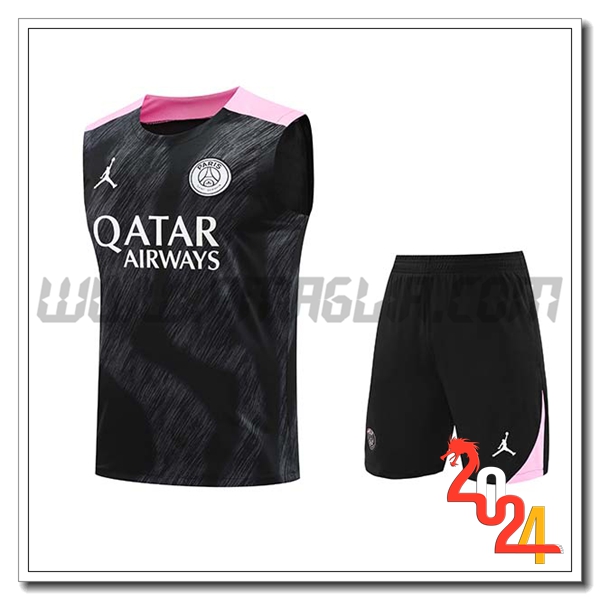 Kit Canotta Allenamento PSG Nero/Rosa 2024 2025