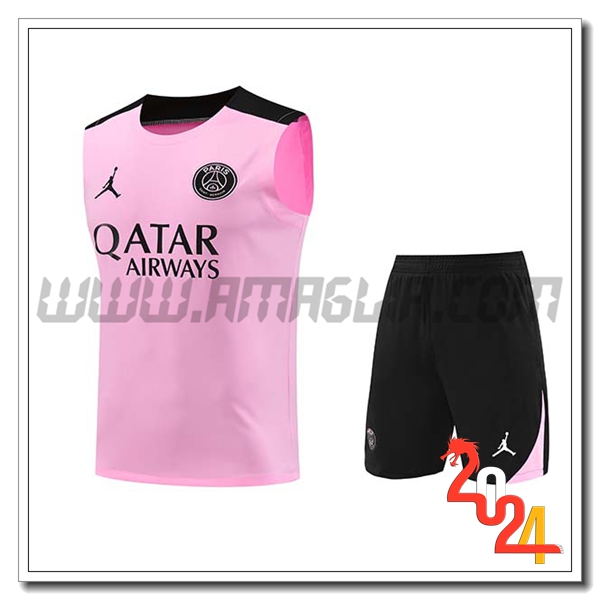 Kit Canotta Allenamento PSG Rosa/Nero 2024 2025