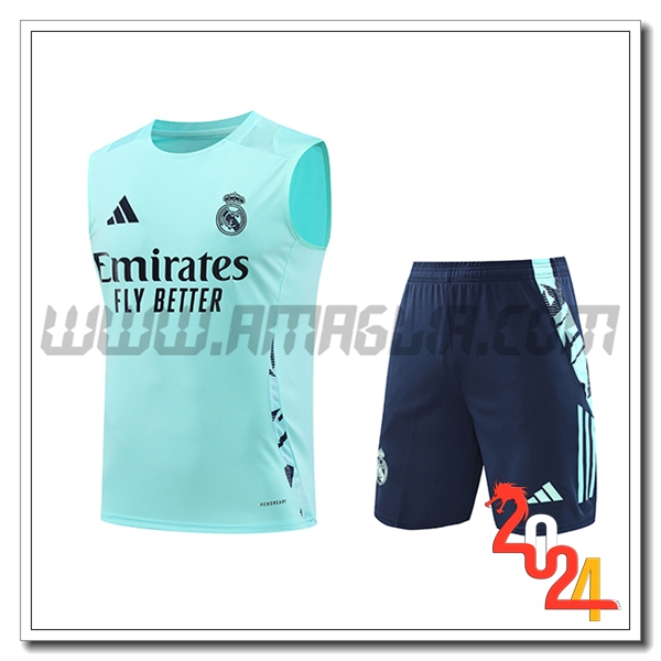 Kit Canotta Allenamento Real Madrid Verde/Blu 2024 2025