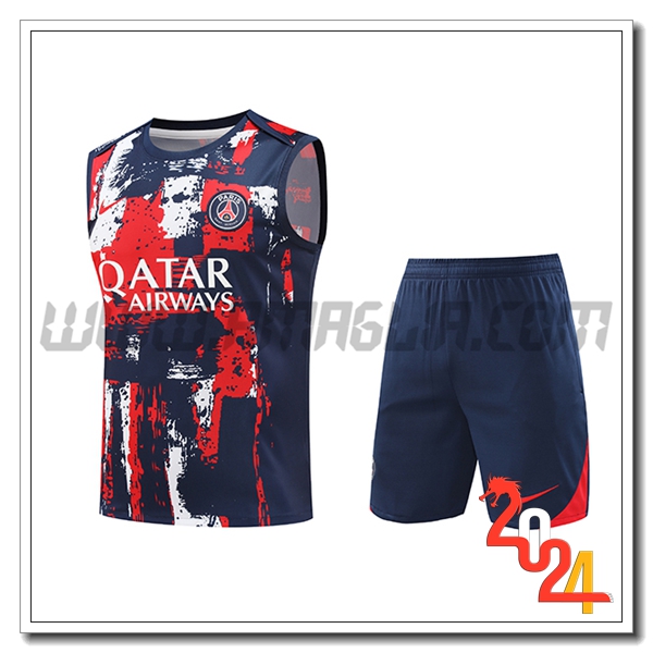 Kit Canotta Allenamento PSG Blu/Rosso 2024 2025