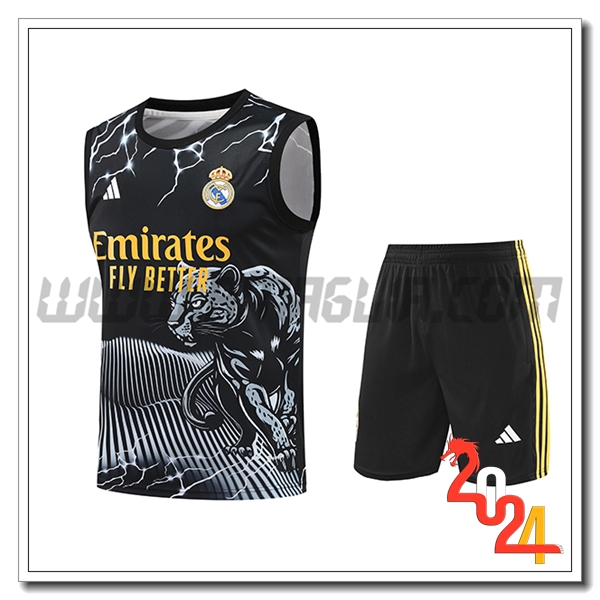 Kit Canotta Allenamento Real Madrid Nero/Bianco/Giallo 2024 2025