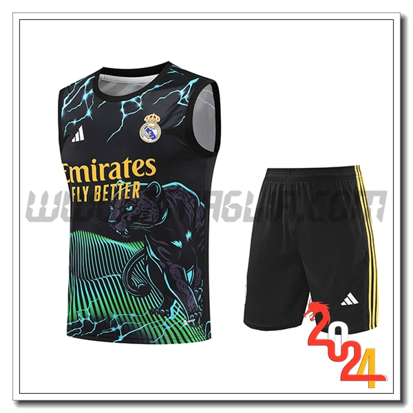 Kit Canotta Allenamento Real Madrid Nero/Verde/Giallo 2024 2025
