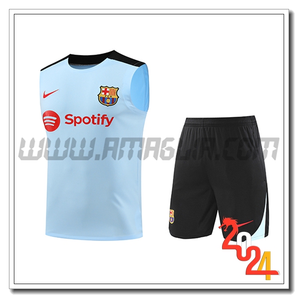 Kit Canotta Allenamento FC Barcellona Blu/Nero 2024 2025