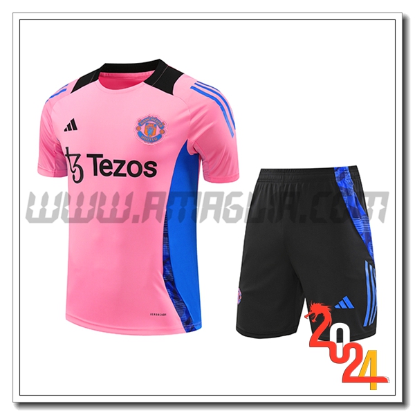 Kit Maglia Allenamento Manchester United Rosa/Blu/Nero 2024 2025