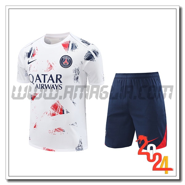Kit Maglia Allenamento PSG Bianco/Blu/Rosso 2024 2025