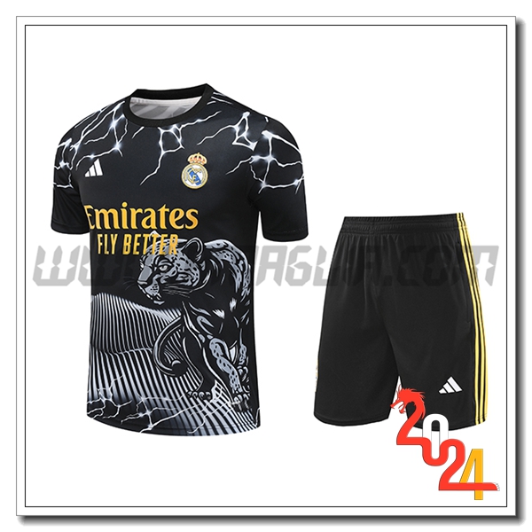 Kit Maglia Allenamento Real Madrid Nero/Bianco/Giallo 2024 2025