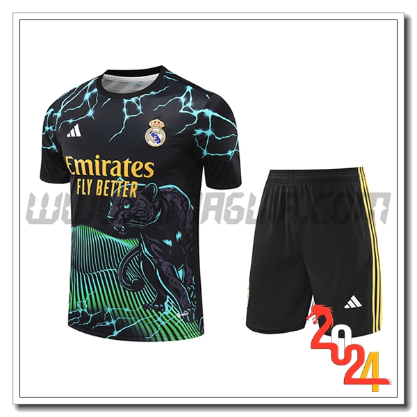 Kit Maglia Allenamento Real Madrid Nero/Verde/Giallo 2024 2025