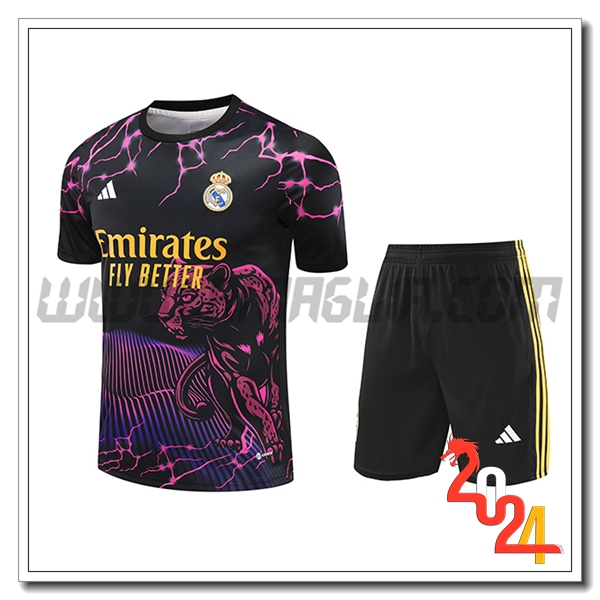 Kit Maglia Allenamento Real Madrid Nero/viola/Giallo 2024 2025