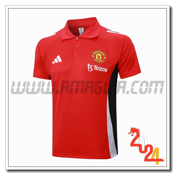 Maglia Polo Manchester United Rosso/Nero/Bianco 2024 2025