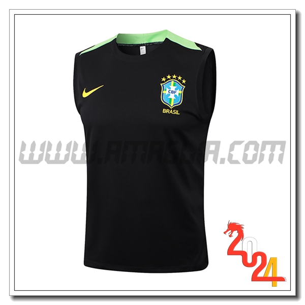 Canotta Allenamento Brasile Nero/Verde 2024 2025