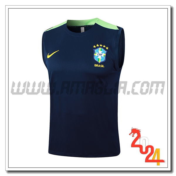 Canotta Allenamento Brasile Blu/Verde 2024 2025