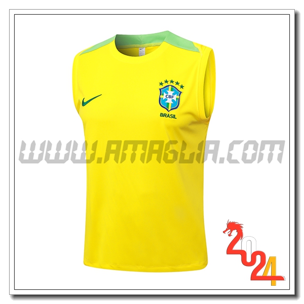 Canotta Allenamento Brasile Giallo/Verde 2024 2025