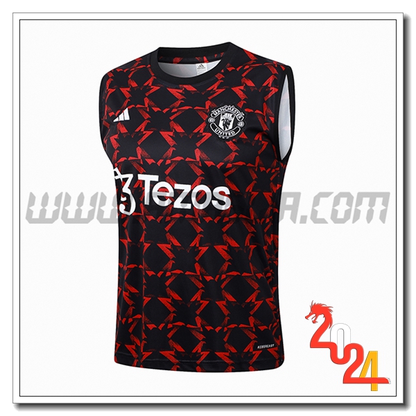 Canotta Allenamento Manchester United Nero/Rosso 2024 2025