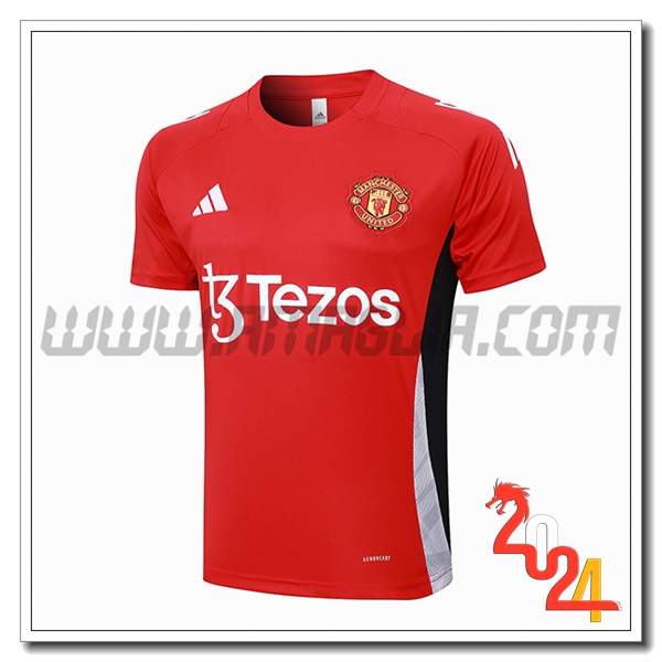 T Shirt Allenamento Manchester United Rosso/Bianco/Bianco 2024 2025