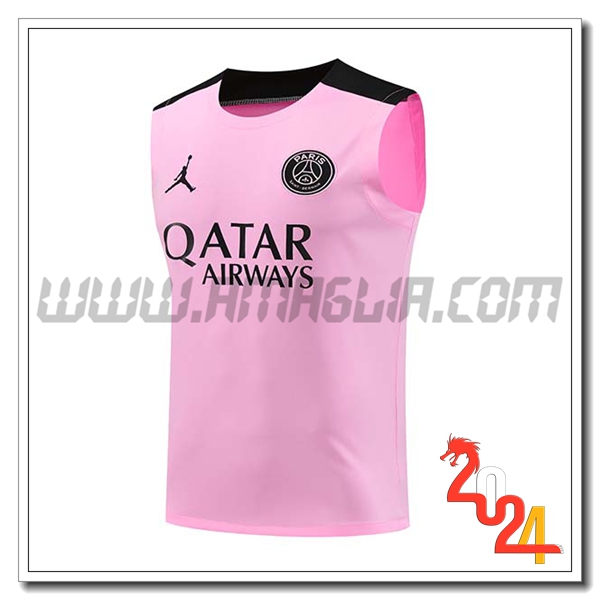 Canotta Allenamento PSG Rosa/Nero 2024 2025