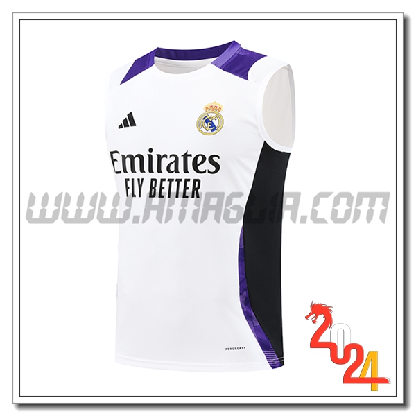 Canotta Allenamento Real Madrid Bianco/Nero/viola 2024 2025