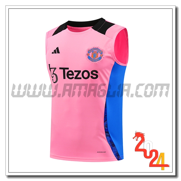 Canotta Allenamento Manchester United Rosa/Blu/Nero 2024 2025