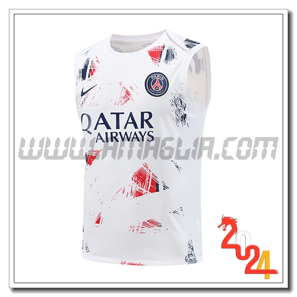 Canotta Allenamento PSG Bianco/Blu/Rosso 2024 2025