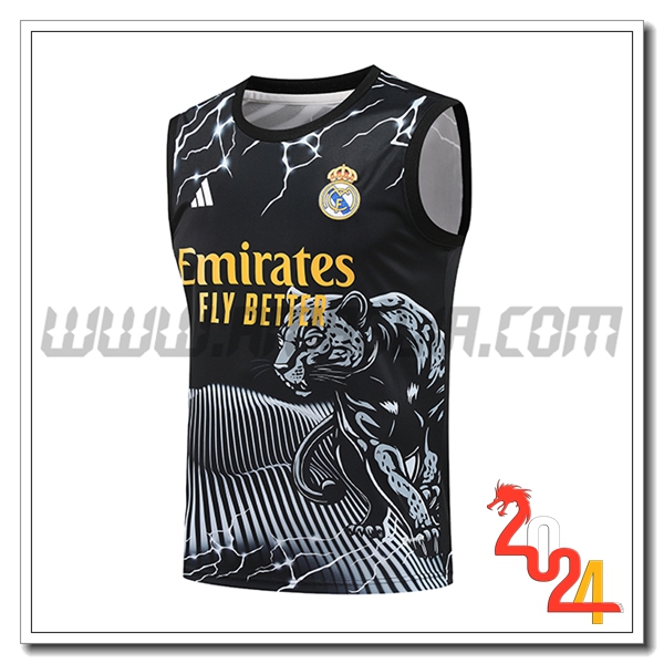 Canotta Allenamento Real Madrid Nero/Bianco/Giallo 2024 2025