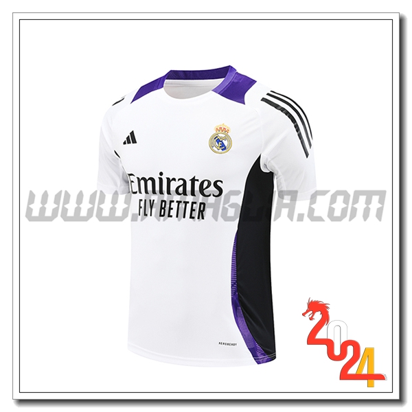 T Shirt Allenamento Real Madrid Bianco/Nero/viola 2024 2025
