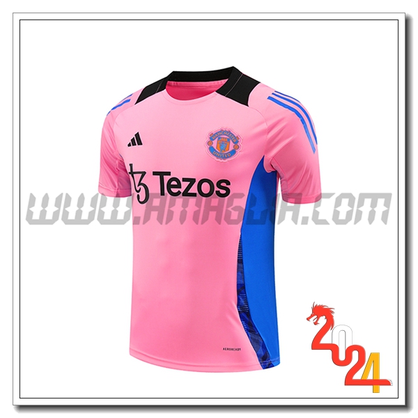 T Shirt Allenamento Manchester United Rosa/Blu/Nero 2024 2025