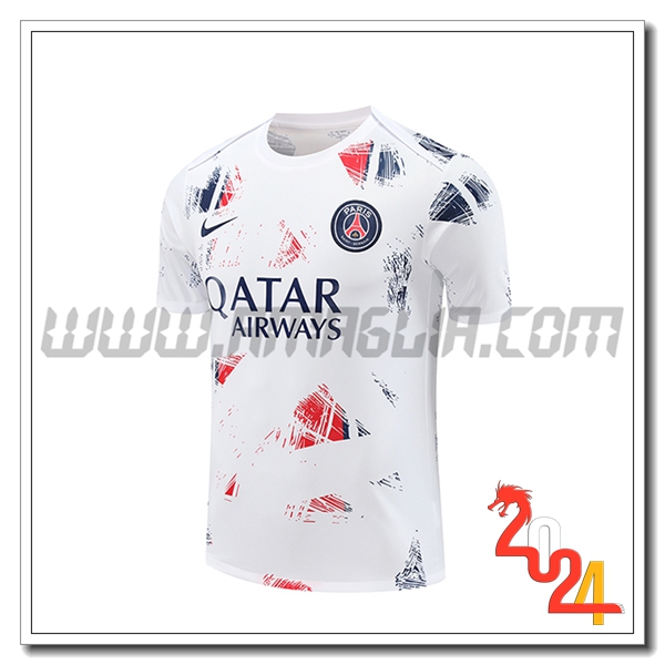T Shirt Allenamento PSG Bianco/Blu/Rosso 2024 2025