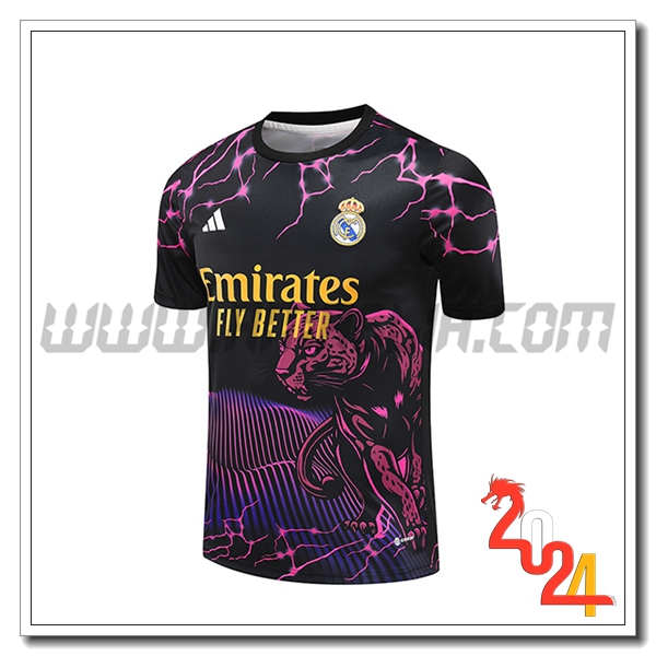 T Shirt Allenamento Real Madrid Nero/viola/Giallo 2024 2025