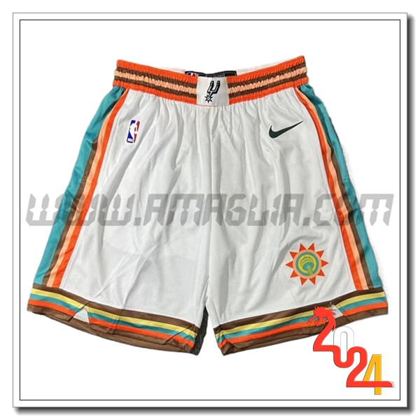 Pantaloncini NBA San Antonio Spurs 2024/25 Bianco/Arancia/Verde