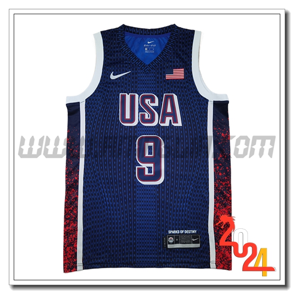 Maglia USA (HALIBURTON #9) 2024/25 Blu/Rosso