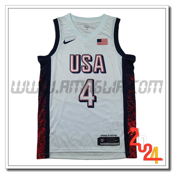 Maglia USA (CURRY #4) 2024/25 Bianco/Nero/Rosso