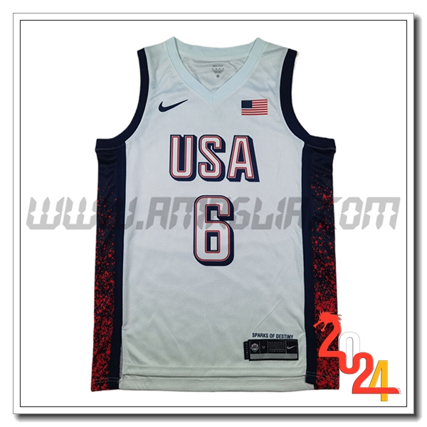 Maglia USA (JAMES #6) 2024/25 Bianco/Nero/Rosso