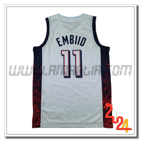 Maglia USA (EMBIID #11) 2024/25 Bianco/Nero/Rosso