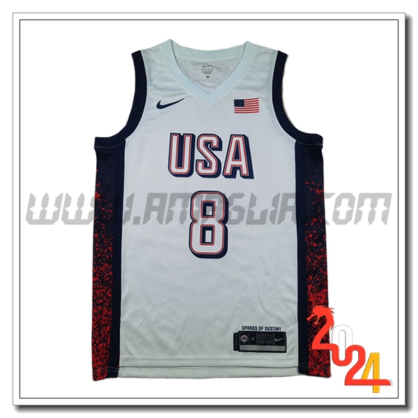 Maglia USA (LEONARD #8) 2024/25 Bianco/Nero/Rosso