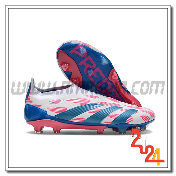 Adidas Scarpe Da Calcio PREDATOR ELITE LACELESS BOOTS FG Bianco/Blu/Rosa