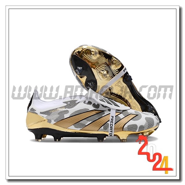 Adidas Scarpe Da Calcio Predator Elite Tongue FG Bianco/Grigio/Giallo