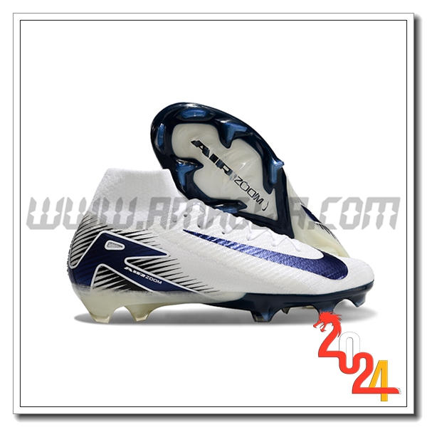 Nike Scarpe Da Calcio Air Zoom Mercurial Superfly IIX Elite FG Bianco/Nero/Blu