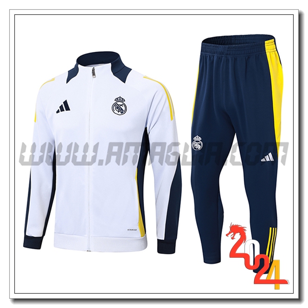 Tuta Allenamento Giacca Real Madrid Bianco/Blu/Giallo 2024 2025 -02