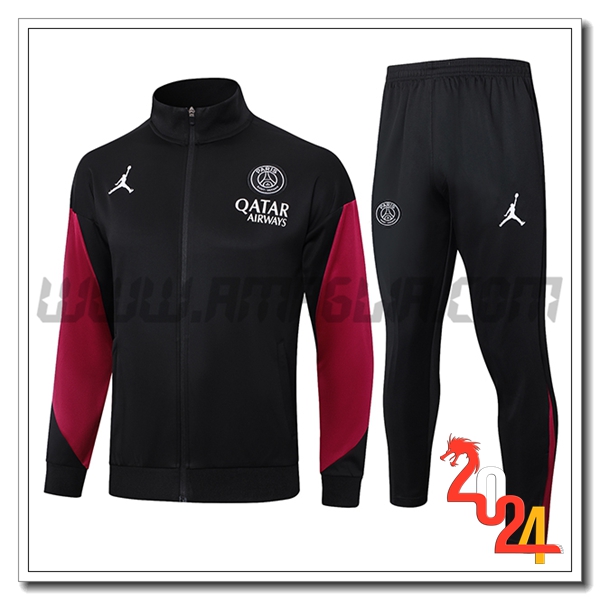 Tuta Allenamento Giacca PSG Nero/Rosso 2024 2025 -02