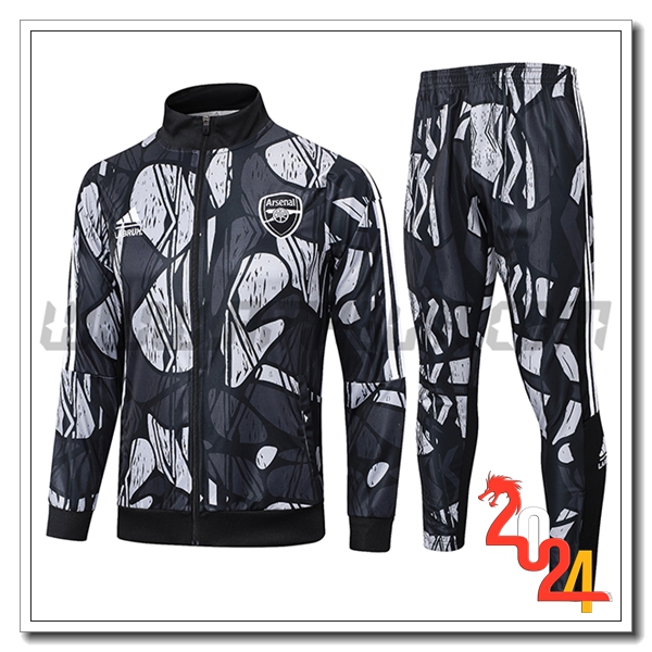 Tuta Allenamento Giacca Arsenal Nero/Grigio 2024 2025
