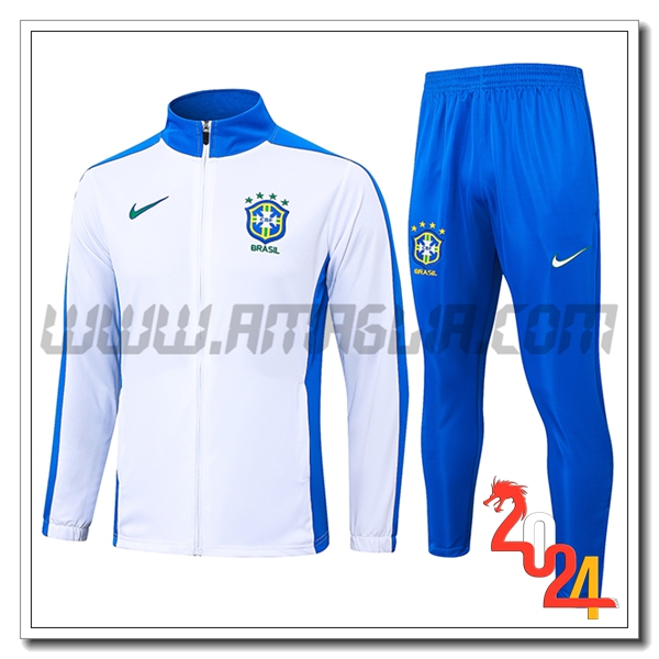 Tuta Allenamento Giacca Brasile Bianco/Blu 2024 2025