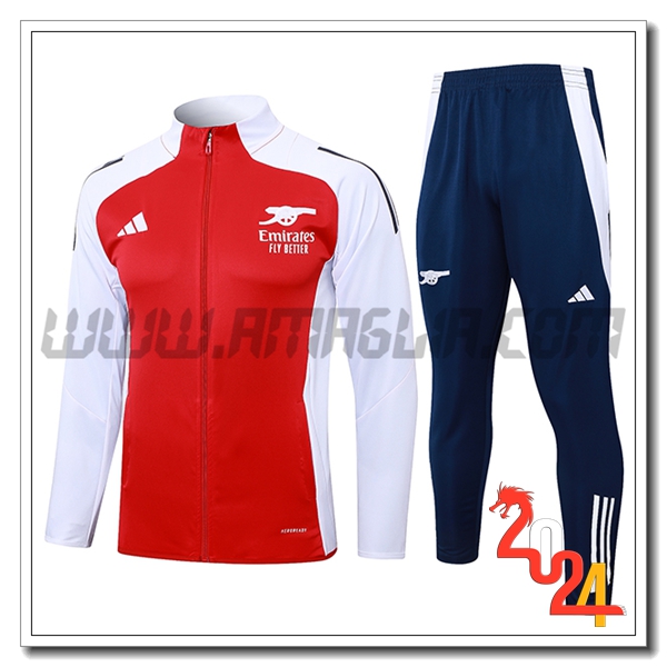 Tuta Allenamento Giacca Arsenal Bianco/Rosso 2024 2025