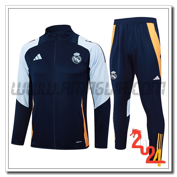 Tuta Allenamento Giacca Real Madrid Blu Scuro 2024 2025
