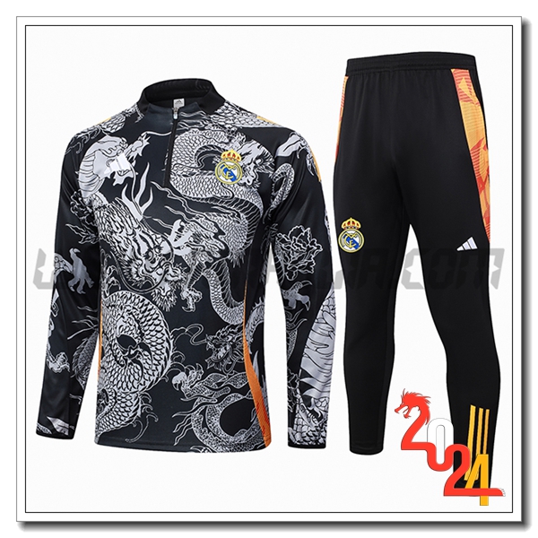 Tuta Allenamento Real Madrid Nero/Grigio/Arancia 2024 2025