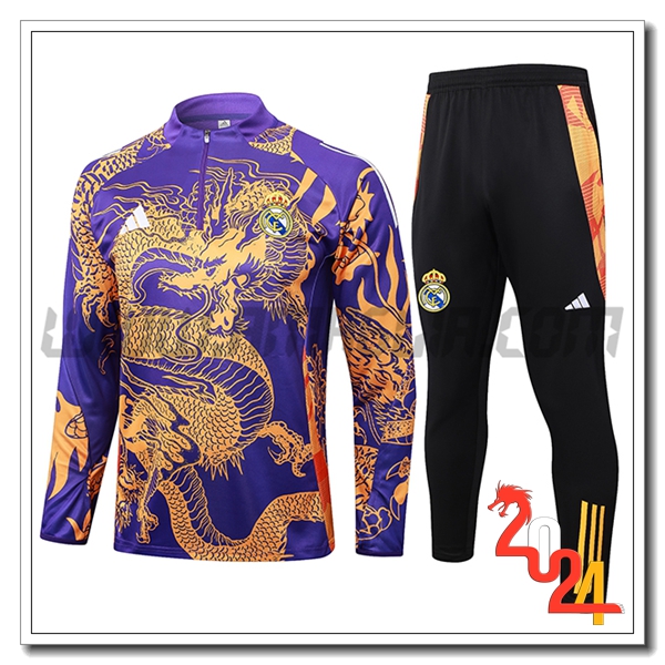 Tuta Allenamento Real Madrid viola/Giallo 2024 2025 -02