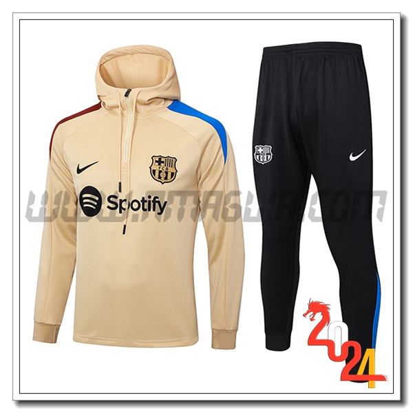 Felpa Con Cappuccio Tuta FC Barcellona Giallo 2024 2025